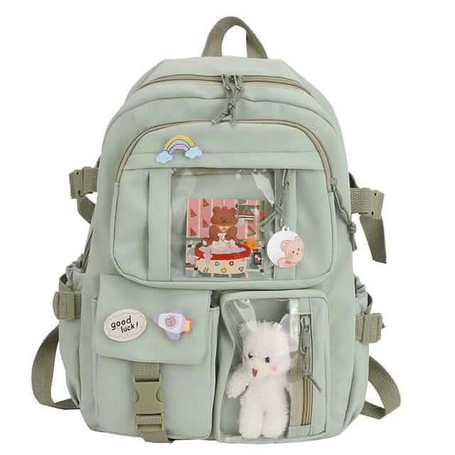 Cute Waterproof Multi-Pocket Women Backpacks with Bear Doll