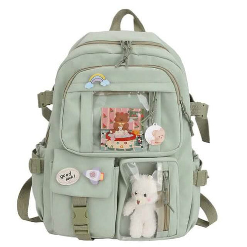 Cute Waterproof Multi-Pocket Women Backpacks with Bear Doll